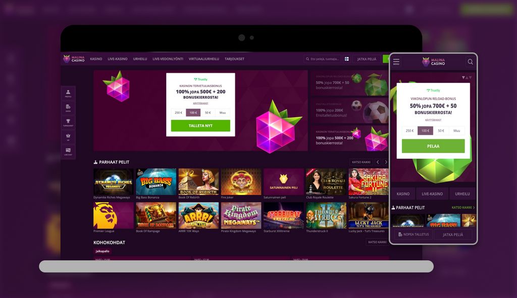 Malina Casinon suosittelu (2026) - Ainutlaatuinen tervetuliaisetu